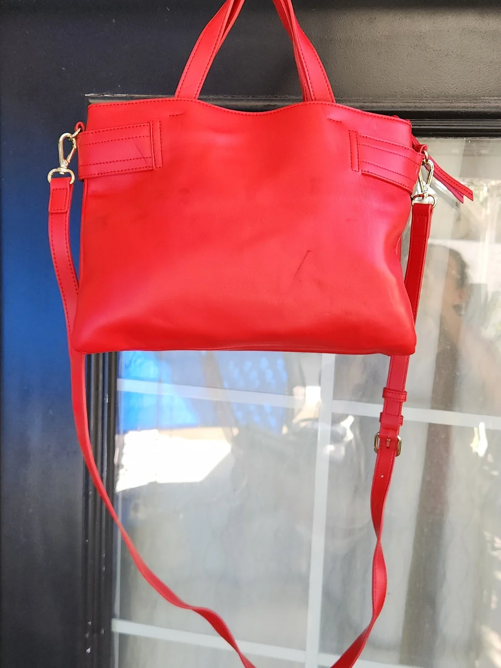 Love Moschino Red Satchel with Gold Heart-Chain